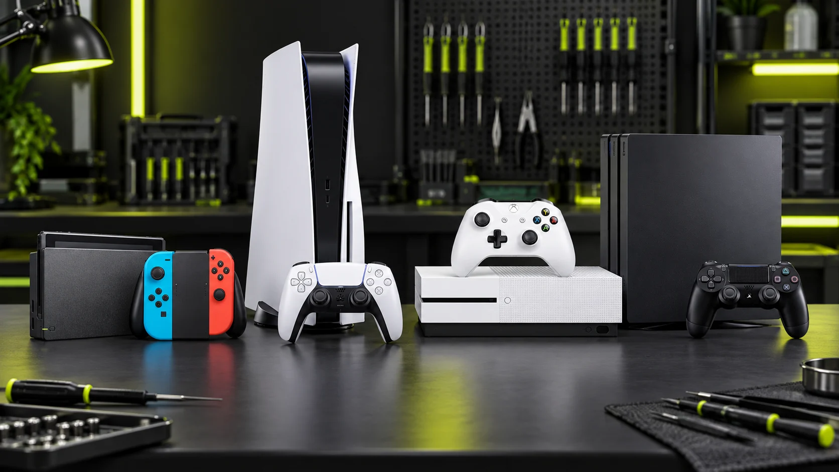PS5, PS4, Xbox y Nintendo Switch en un entorno técnico profesional